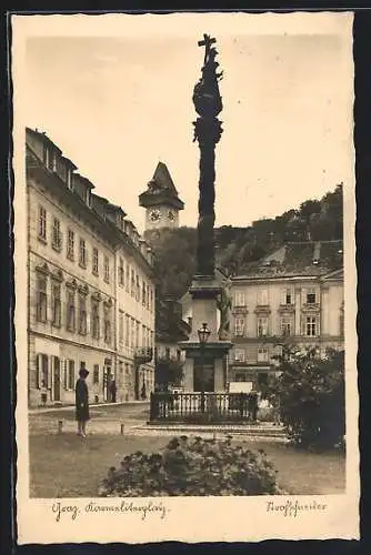 AK Graz, Karmeliterplatz mit Denkmal