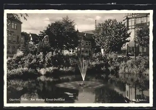 AK Oberhof /Th., Anlagen am Herzog Ernst-Denkmal, Springbrunnen