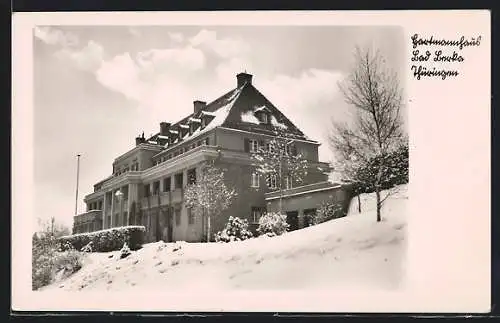 AK Bad Berka /Thüringen, Hotel Hartmannshaus im Schnee