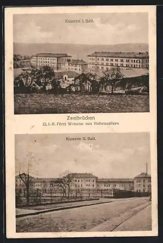 AK Zweibrücken, Kaserne I. und II. Batl.