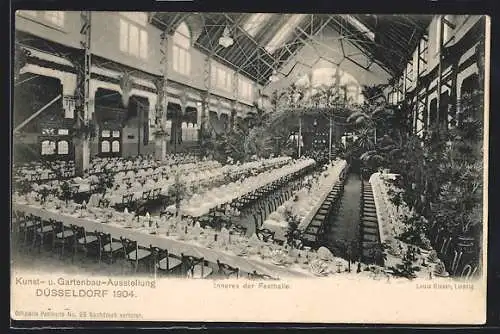 AK Düsseldorf, Kunst- und Gartenbau-Ausstellung 1904, Inneres der Festhalle