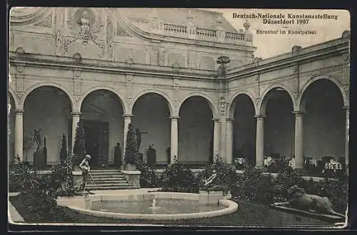 AK Düsseldorf, Deutsch-Nationale Kunstausstellung 1907, Ehrenhof im Kunstpalast