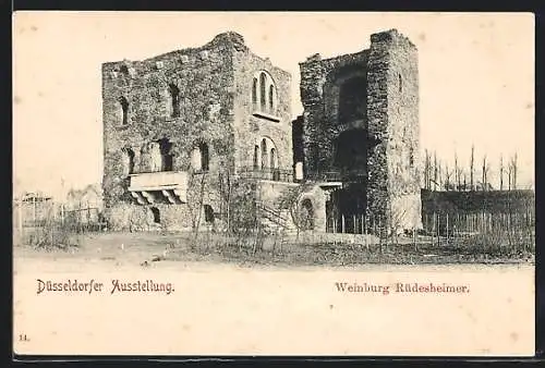 AK Düsseldorf, Düsseldorfer Ausstellung, Weinburg Rüdesheimer