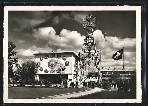 AK Zürich, Schweizerische Landesausstellung 1939, Uhrenpavillon und Glockenturm