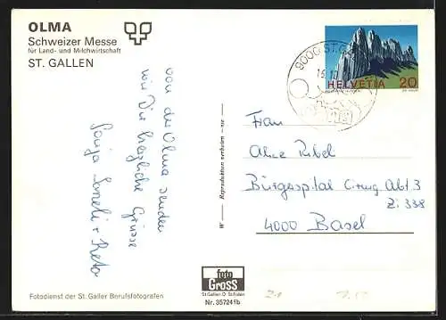 AK St. Gallen, Olma Schweizer Messe für Land- und Milchwirtschaft 1969, Ausstellungshalle, Pferde in der Arena, Treppe