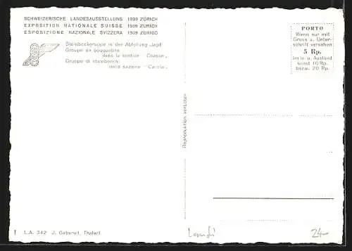 AK Zürich, Schweizerische Landesausstellung 1939, Steinbockgruppe in der Abteilung Jagd