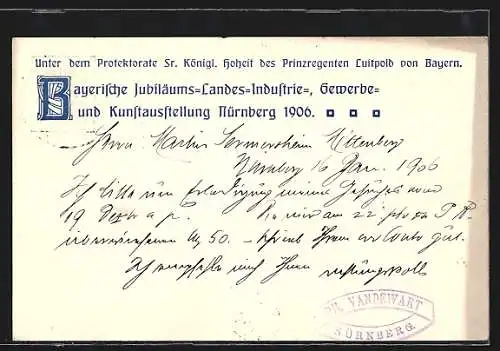Künstler-AK Nürnberg, Jubiläums-Landes-Ausstellung 1906, Zwei Frauen mit Zahnrad, Wappen und Löwen, Ganzsache