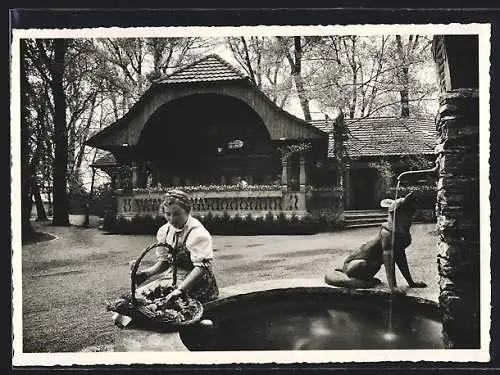 AK Zürich, Schweizer Landesausstellung 1939, Am Brunnen