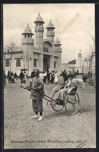 AK London, Franco-British Exhibition 1908, Rickshaw
