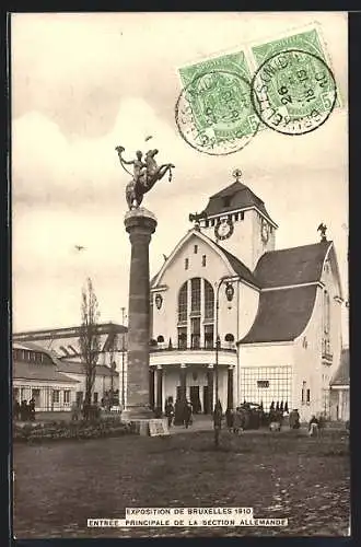 AK Bruxelles, Exposition 1910, Entrée Principale de la Section Allemande