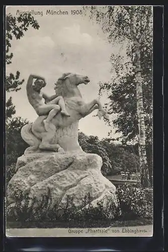 AK München, Ausstellung München 1908, Gruppe Phantasie von Ebbinghaus