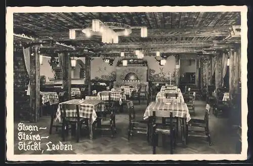 AK Leoben, Gasthaus Stoan-Steirer-Stöckl, Innenansicht