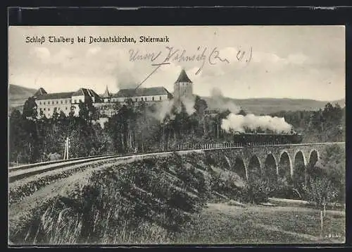 AK Dechantskirchen, Eisenbahn am Schloss Thalberg