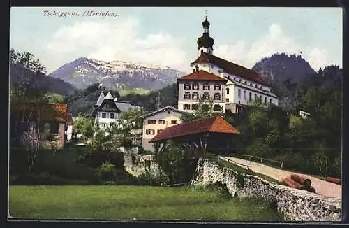AK Tschagguns, Gebäudeansichten mit Kirche
