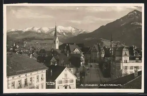 AK Dornbirn, Ortsansicht mit Strassenpartie und Kirche