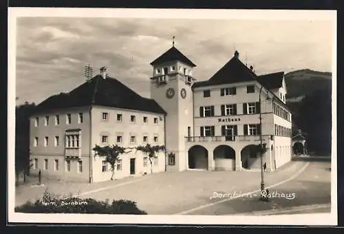 AK Dornbirn, Rathaus mit Strasse aus der Vogelschau