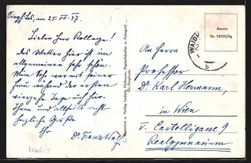 AK Gross-Siegharts, Mühlteich und Ort aus der Vogelschau