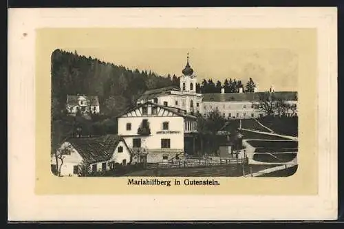 AK Mariahilfberg in Gutenstein, Ortsansicht aus der Vogelschau