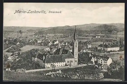 AK Maria-Lankowitz, Ortsansicht mit Bergpanorama aus der Vogelschau