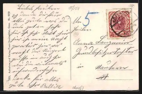 AK Maria-Lankowitz, Ortsansicht mit Bergpanorama aus der Vogelschau