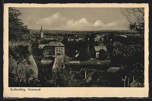 AK Radkersburg, Teilansicht mit Fernblick aus der Vogelschau