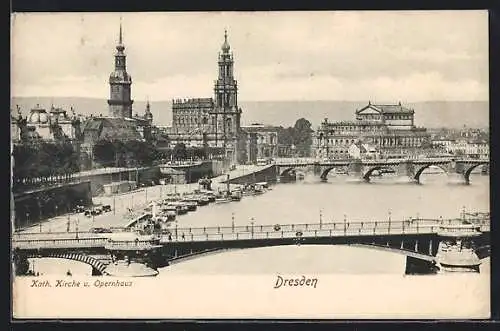 AK Dresden, Katholische Kirche und Opernhaus