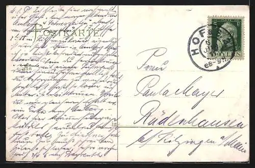 AK Hof i. B., Partie an der Saale mit St. Michaeliskirche