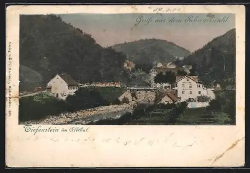 AK Tiefenstein im Albthal /Schwarzwald, Ortspartie mit Gasthaus