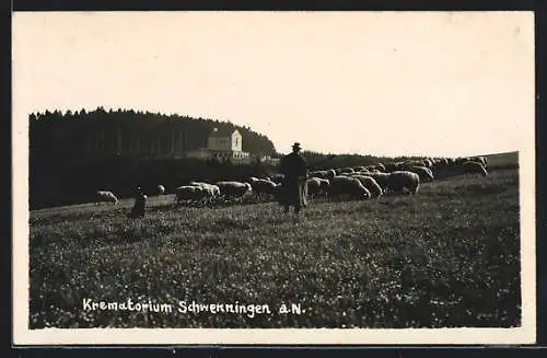 AK Schwenningen a. N., Krematorium, Schäfer mit Herde