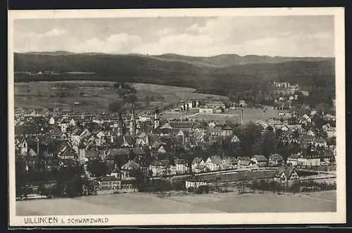 AK Villingen i. Schwarzwald, Teilansicht mit Kirche