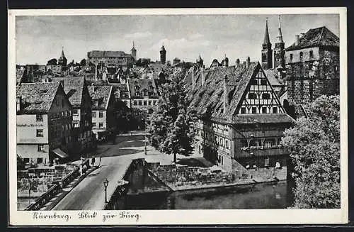 AK Nürnberg, Blick zur Burg mit Strassenpartie