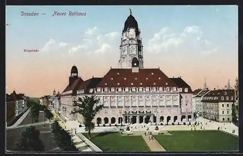 AK Dresden, Ringstrasse und Neues Rathaus