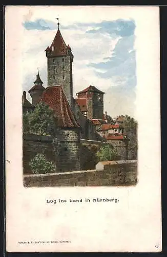 Künstler-AK Nürnberg, Der Burgturm Lug ins Land