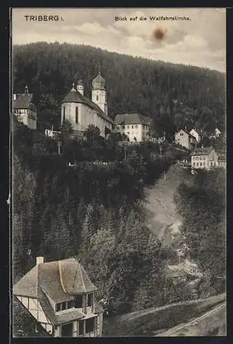 AK Triberg, Blick auf die Wallfahrtskirche