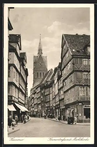 AK Hannover, Kramerstrasse mit Marktkirche