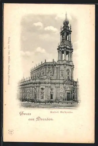 AK Dresden, Blick auf die Katholische Hofkirche