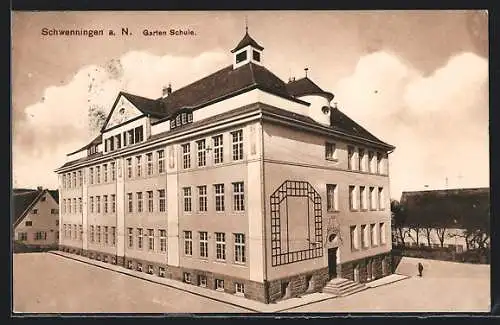 AK Schwenningen a. N., Blick auf die Garten Schule