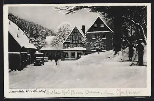 AK Kleinolbersdorf, Pension Sternmühle im Winter