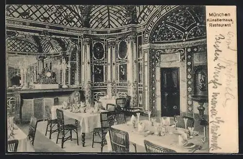 AK München, Restaurant Künstlerhaus, Innenansicht