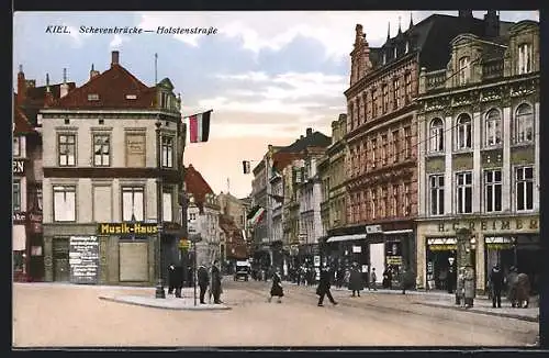 AK Kiel, Schevenbrücke und Holstenstrasse