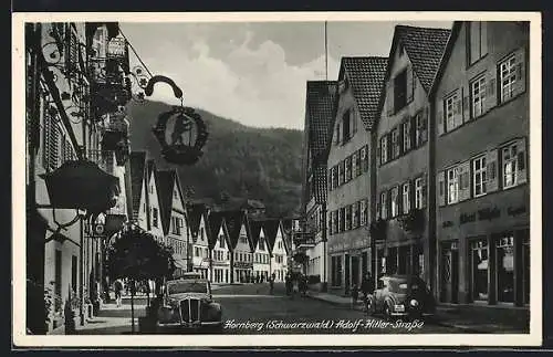 AK Hornberg / Schwarzwald, Geschäfte in der Strasse