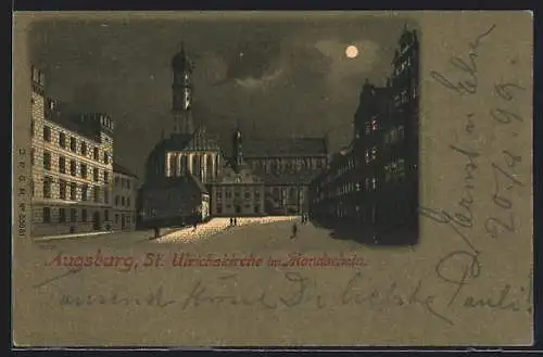 Mondschein-Lithographie Augsburg, St. Ulrichskirche