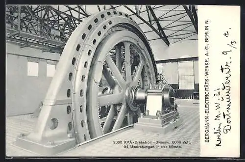 AK Berlin-Wedding, Bergmann-Elektricitäts-Werke AG, 2000 KVA-Drehstrom-Dynamo