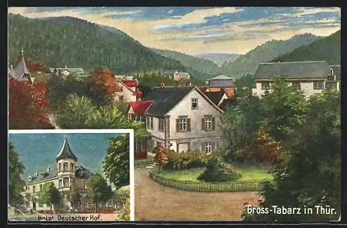AK Gross-Tabarz, Teilansicht und Hotel Deutscher Hof