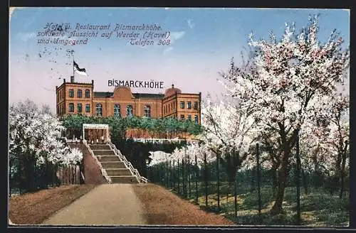 AK Werder / Havel, Hotel und Restaurant Bismarckhöhe im Frühling