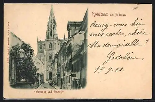 AK Konstanz am Bodensee, Katzgasse und Münster