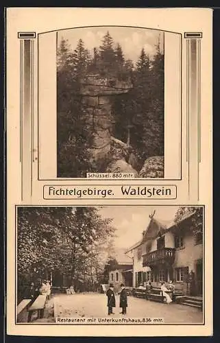 AK Waldstein /Fichtelgebirge, Restaurant mit Unterkunftshaus, Schüssel