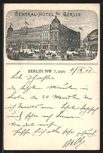 Lithographie Berlin, Central-Hotel an der Friedrichstrasse