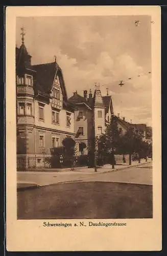 AK Schwenningen a. N., Dauchingerstrasse mit Bäumen