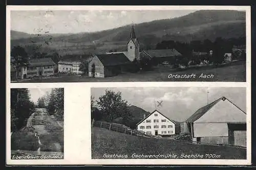 AK Aach / Oberstaufen, Gasthaus Gschwendmühle, Eiberlefall in Gschwend
